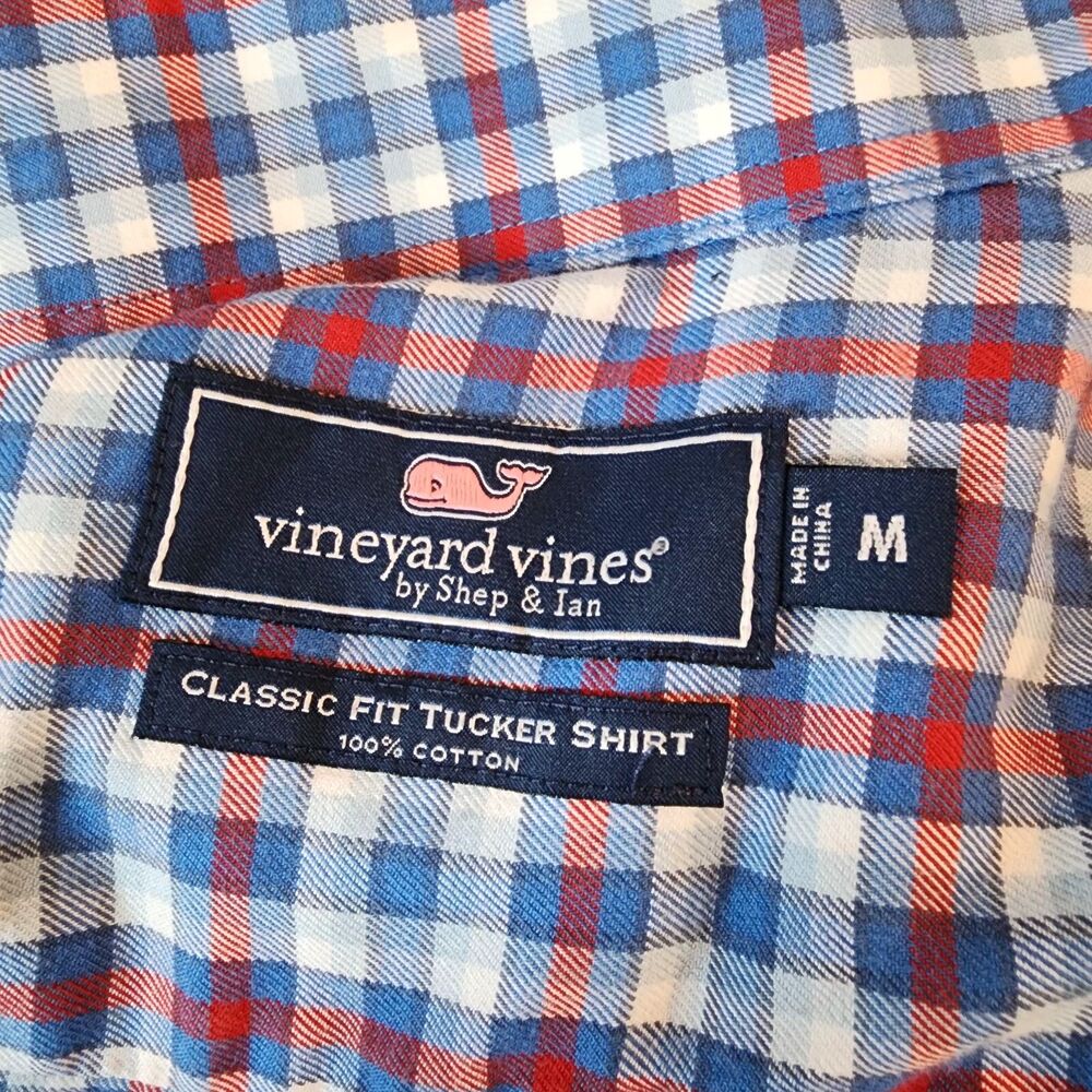 Vineyard Vines By Shep & Ian Classic Fit Tucker Plaid Long Sleeve Men Shirt Sz M